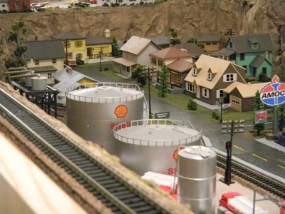 model train layout people