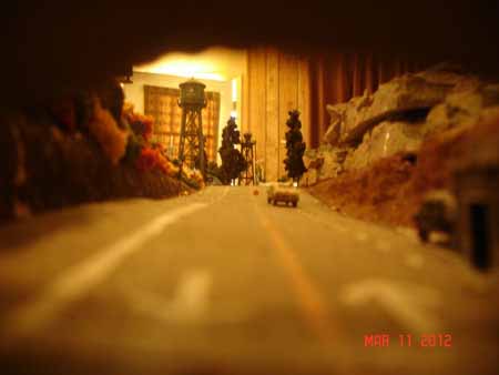 model railroad tunnel for military base