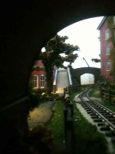model train view inside tunnel