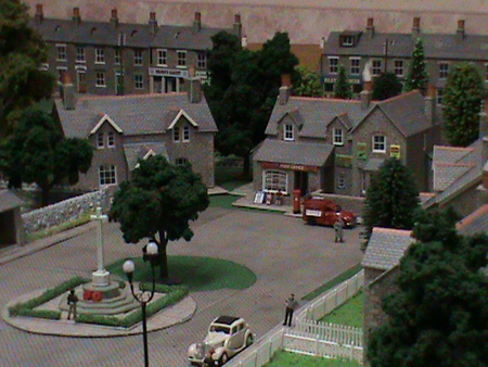 model railway town scene