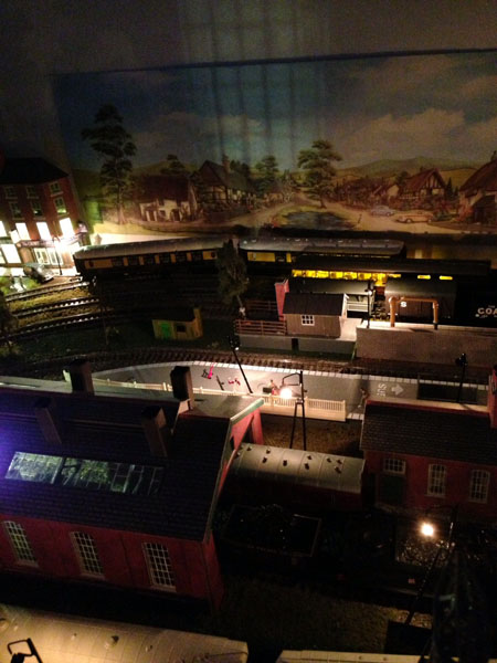 model train at night