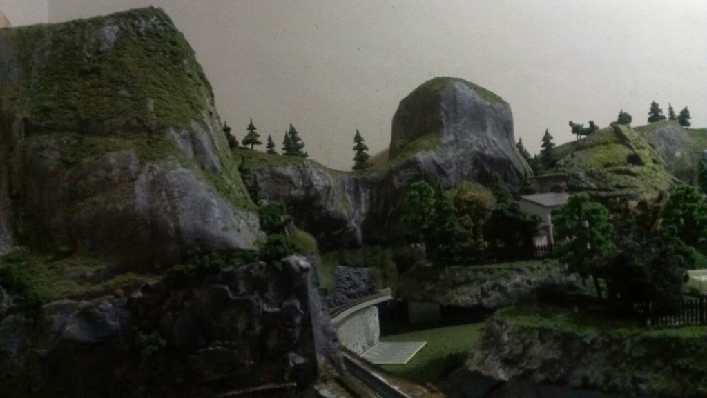 N scale layout mountains