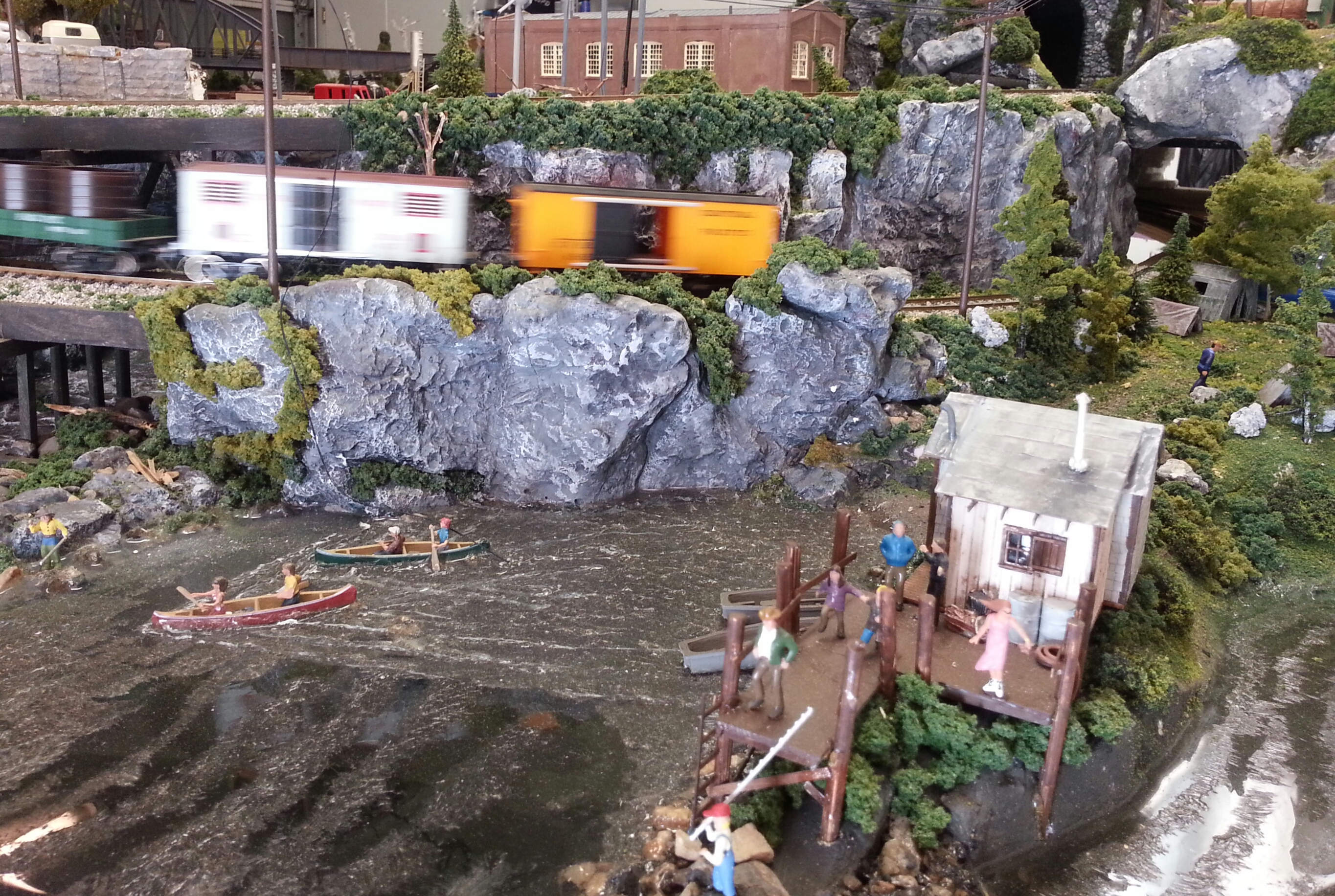 ho train layout built with foam board camping lake
