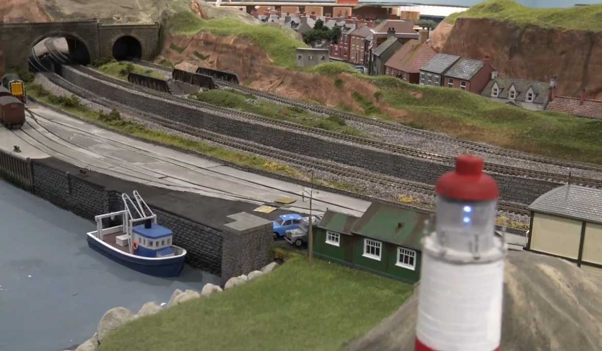 model railway scenery harbor