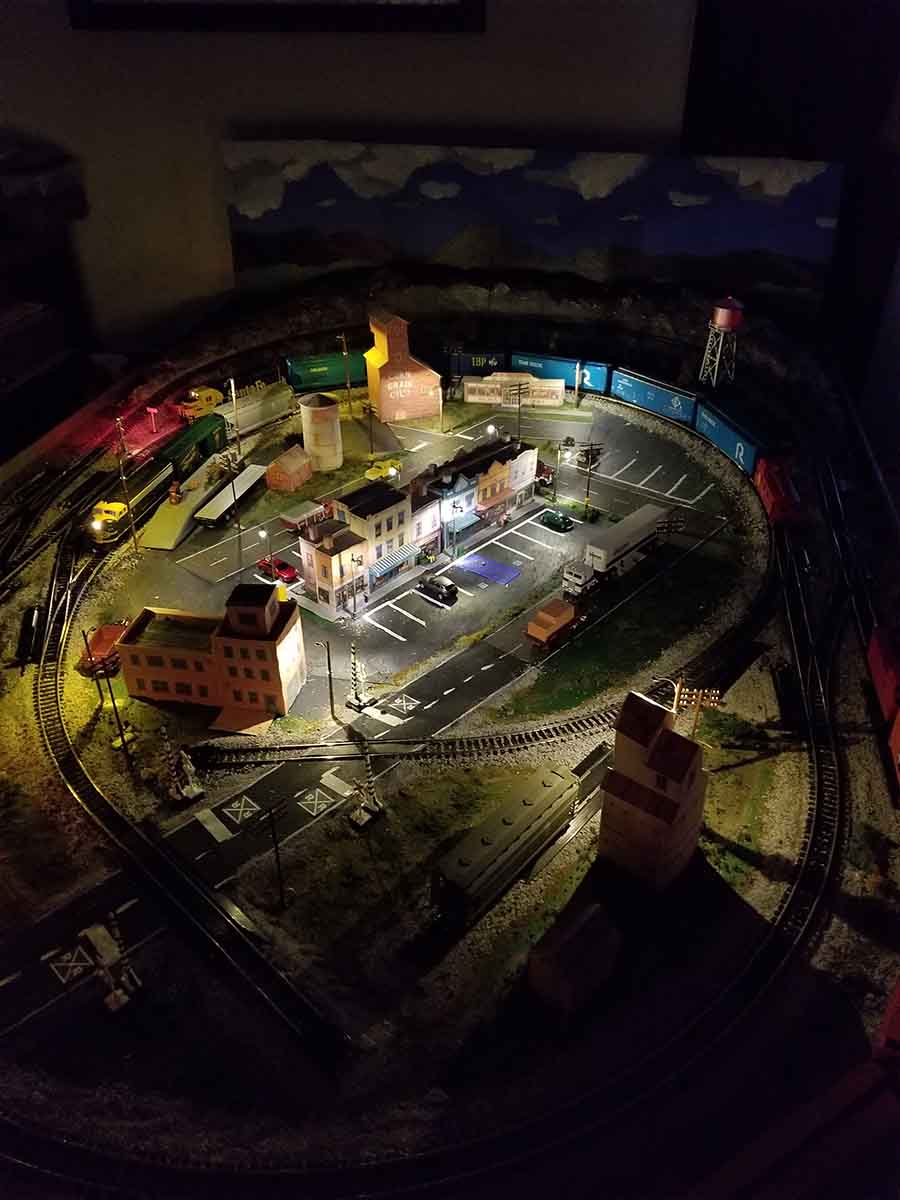 LED lighting town at night model railroad