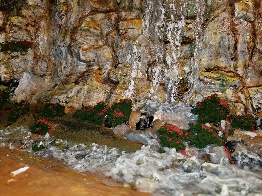 n scale cliff face waterfall