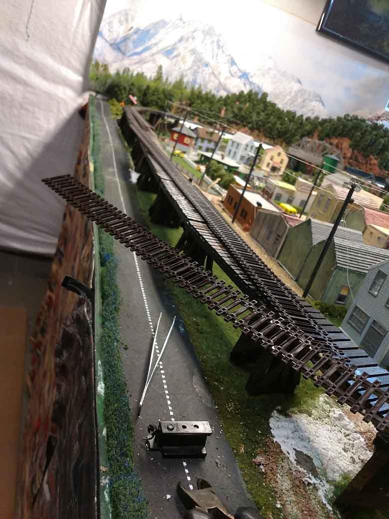 model railroad laying track