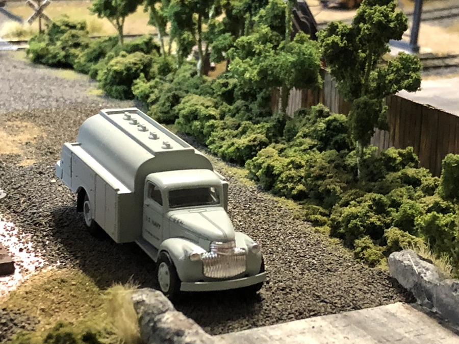 model railroad truck embankment