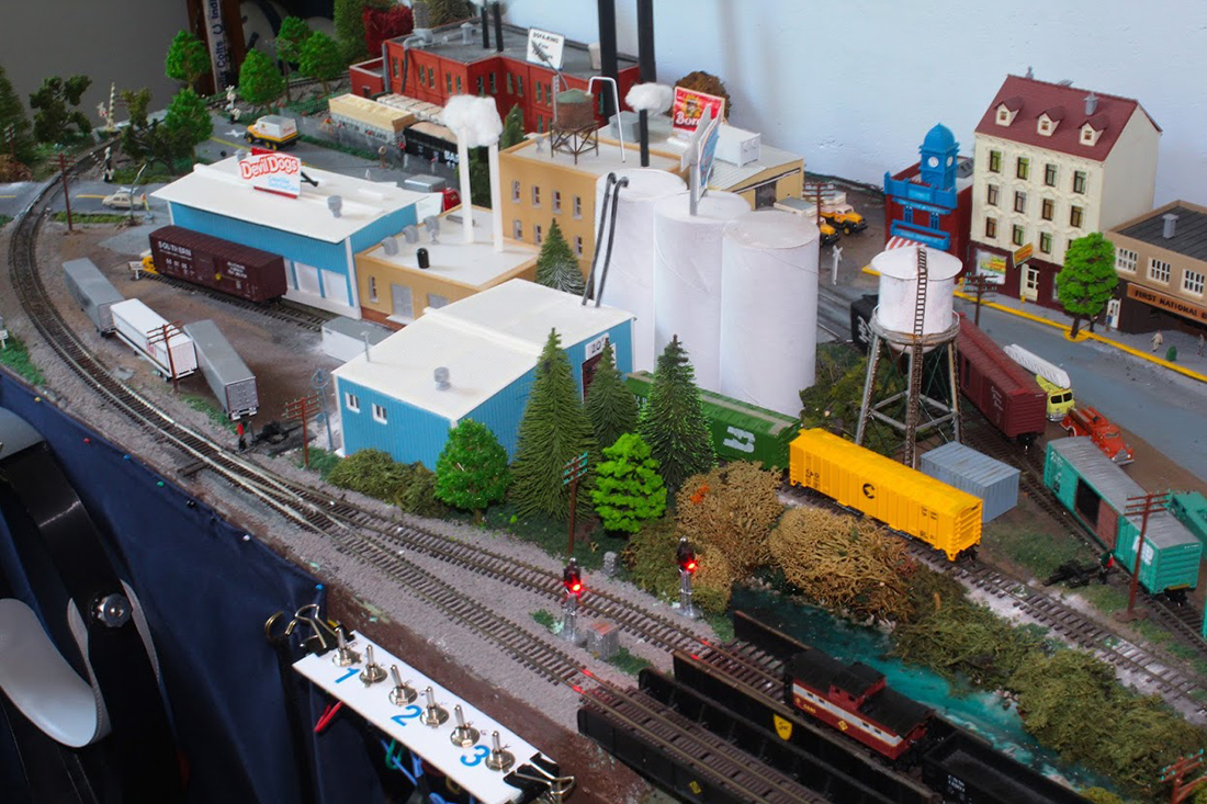 N scale layouts on a door