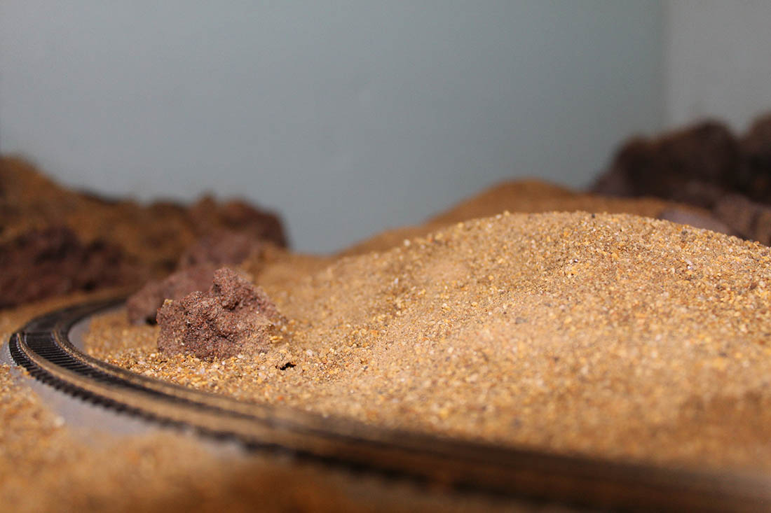 N scale EZ track layout model railroad sand