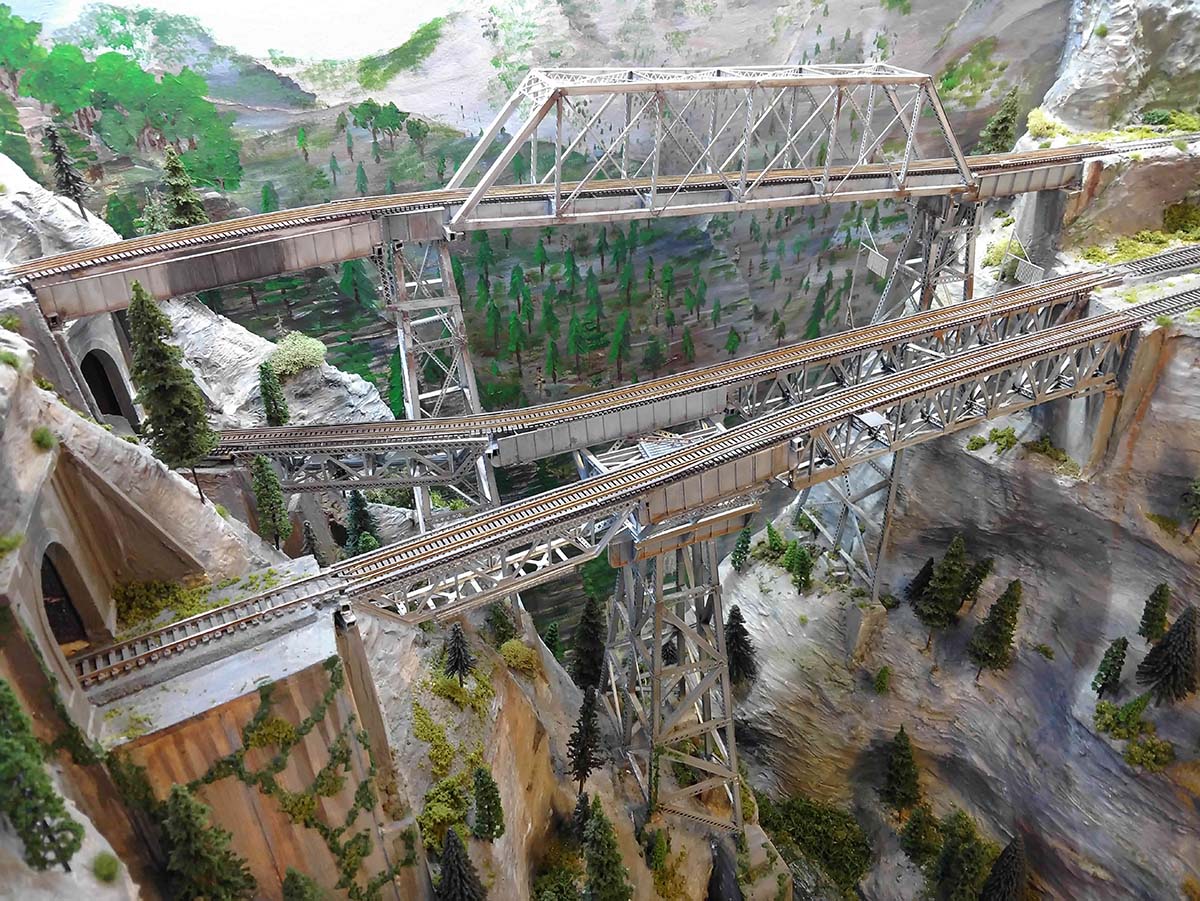 model train scene bridge