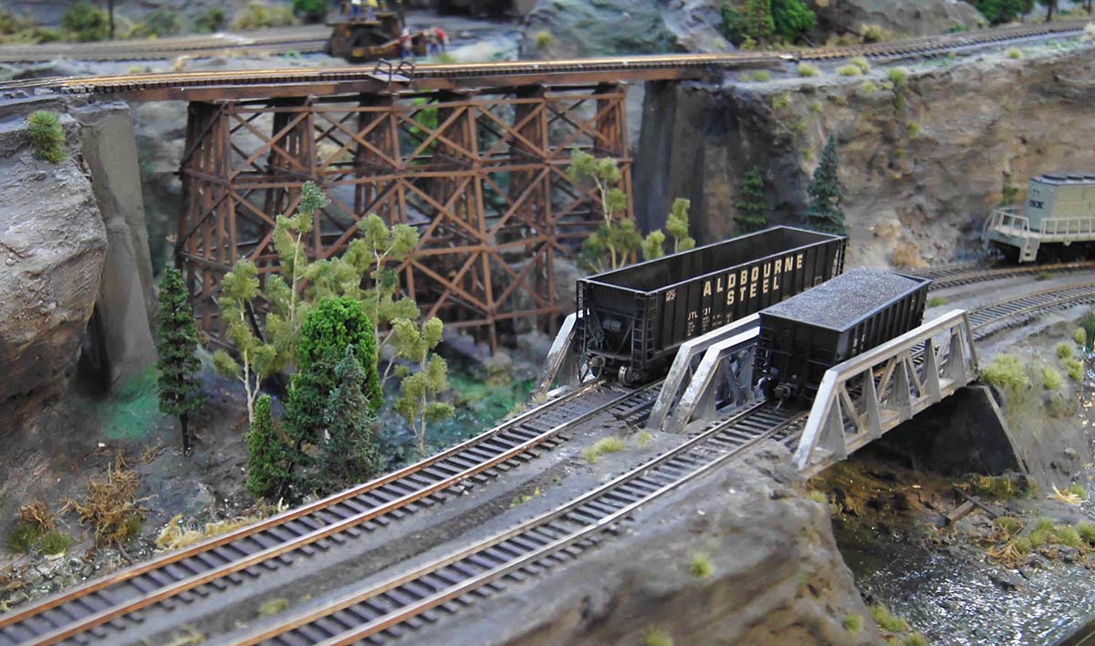 model train scene bridges