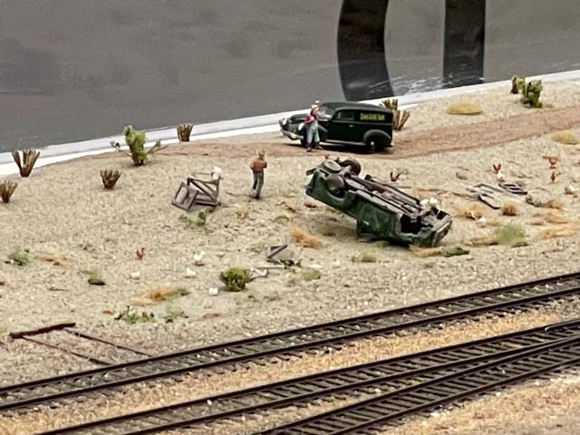 model railroad car crash