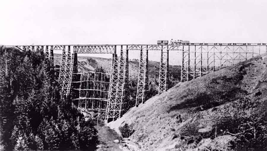 vintage photo of wooden trestle bridge