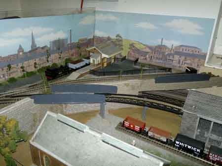 model railway corner backdrop