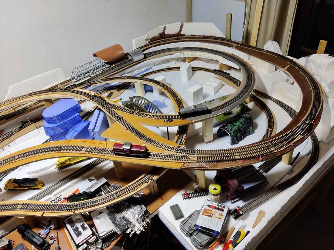 model train laying track