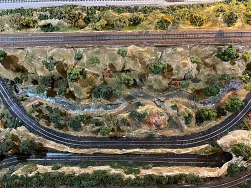 HO model railroad lake
