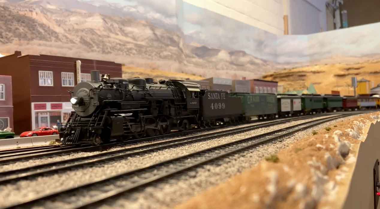 Santa Fe Broadway 2-8-2 with freight