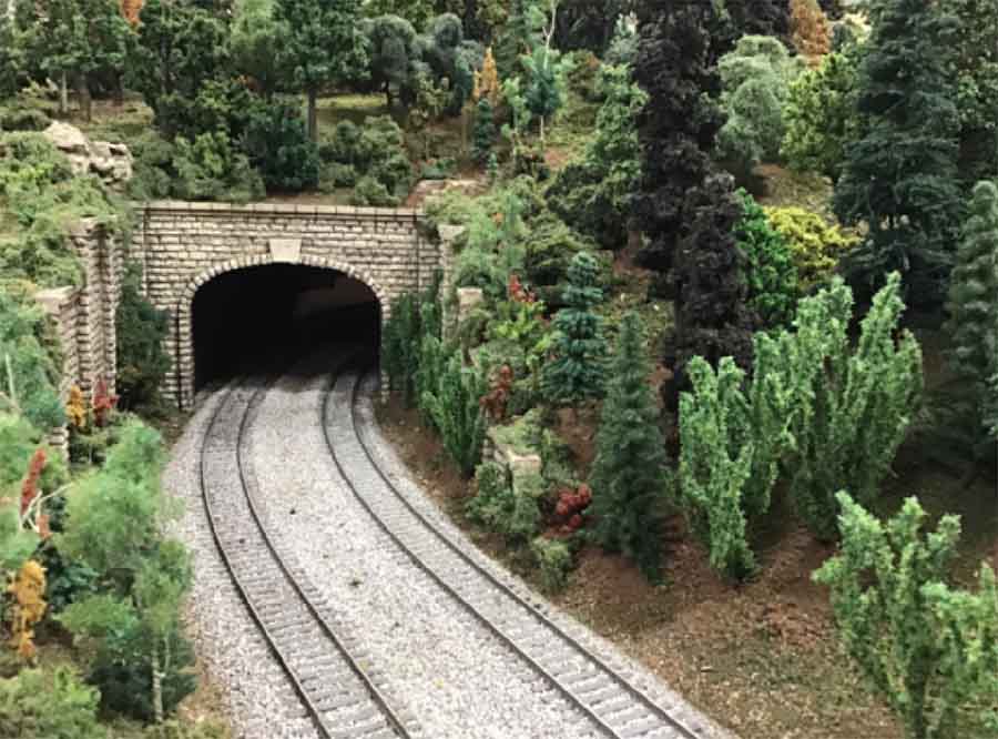 HO scale tunnel embankment trees