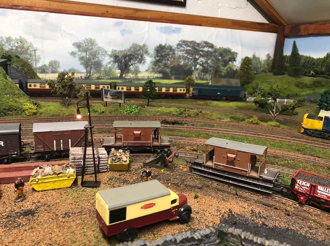 model railway with backdrop