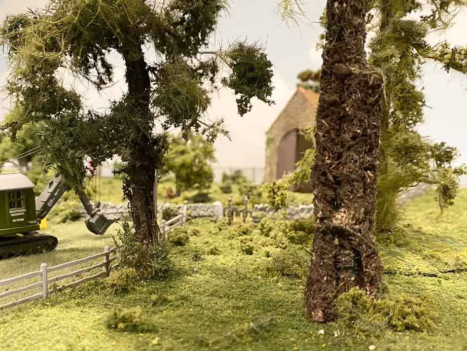 model train trees field