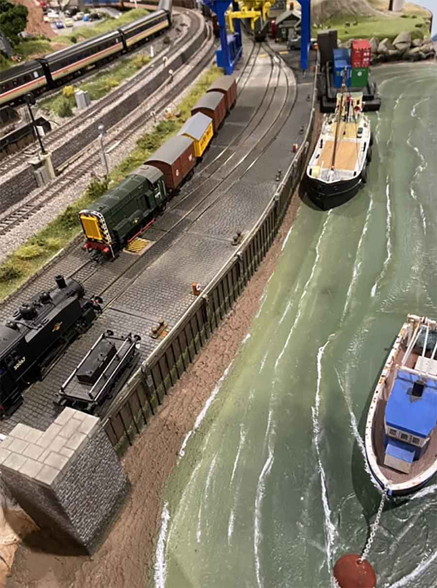 model train water effects harbor waves
