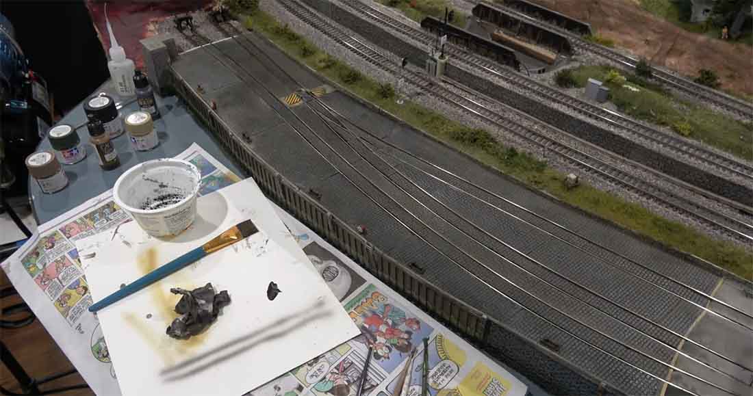 painting cobble stones model railroad