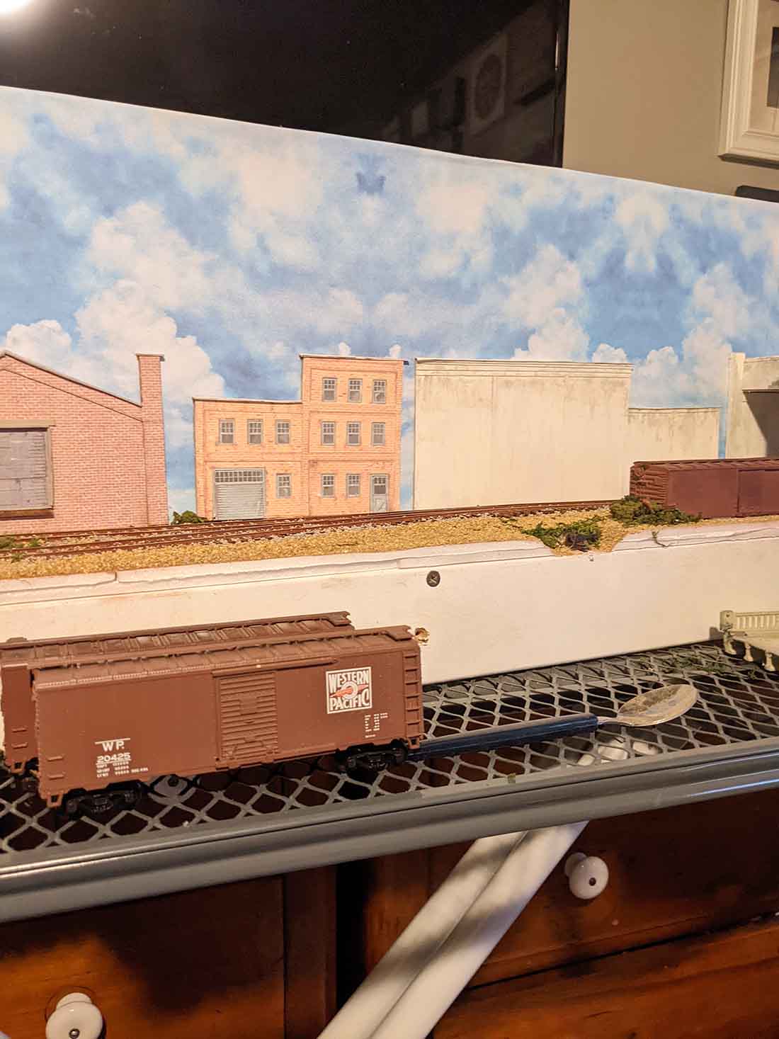 backdrop with freight model train