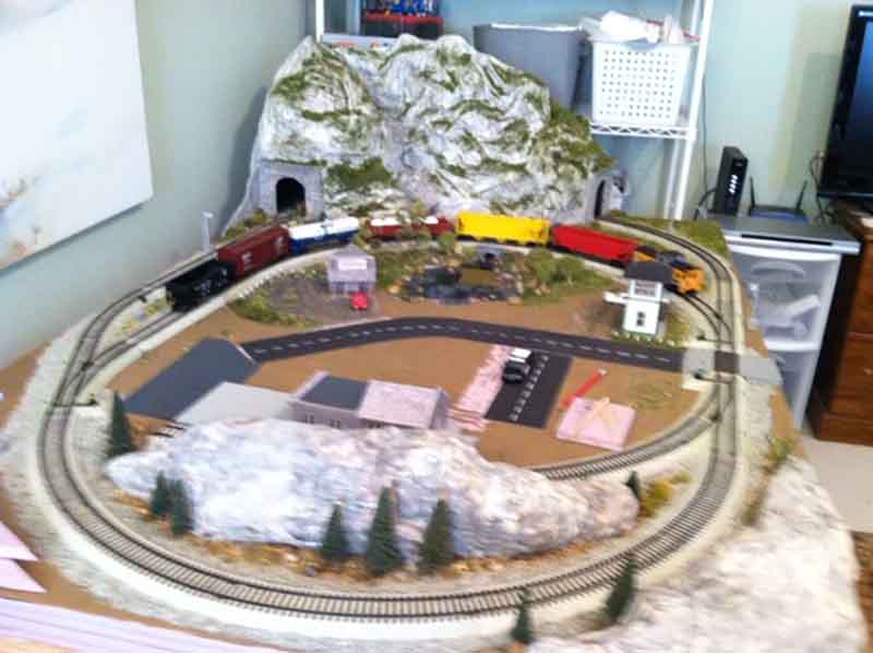 model train adding scenery