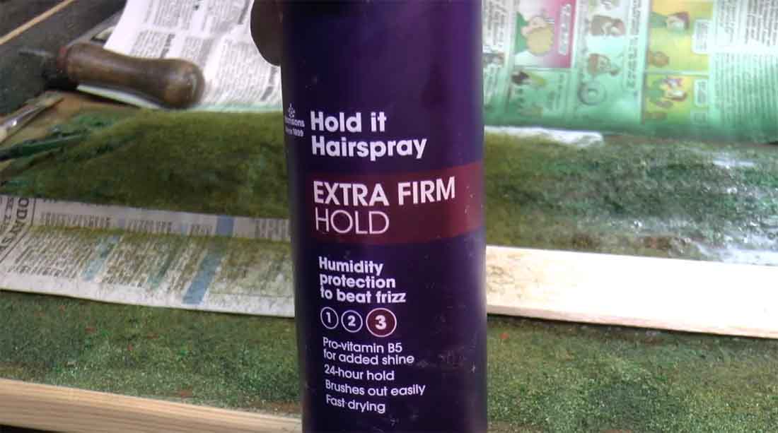 hairspray to keep static grass in place