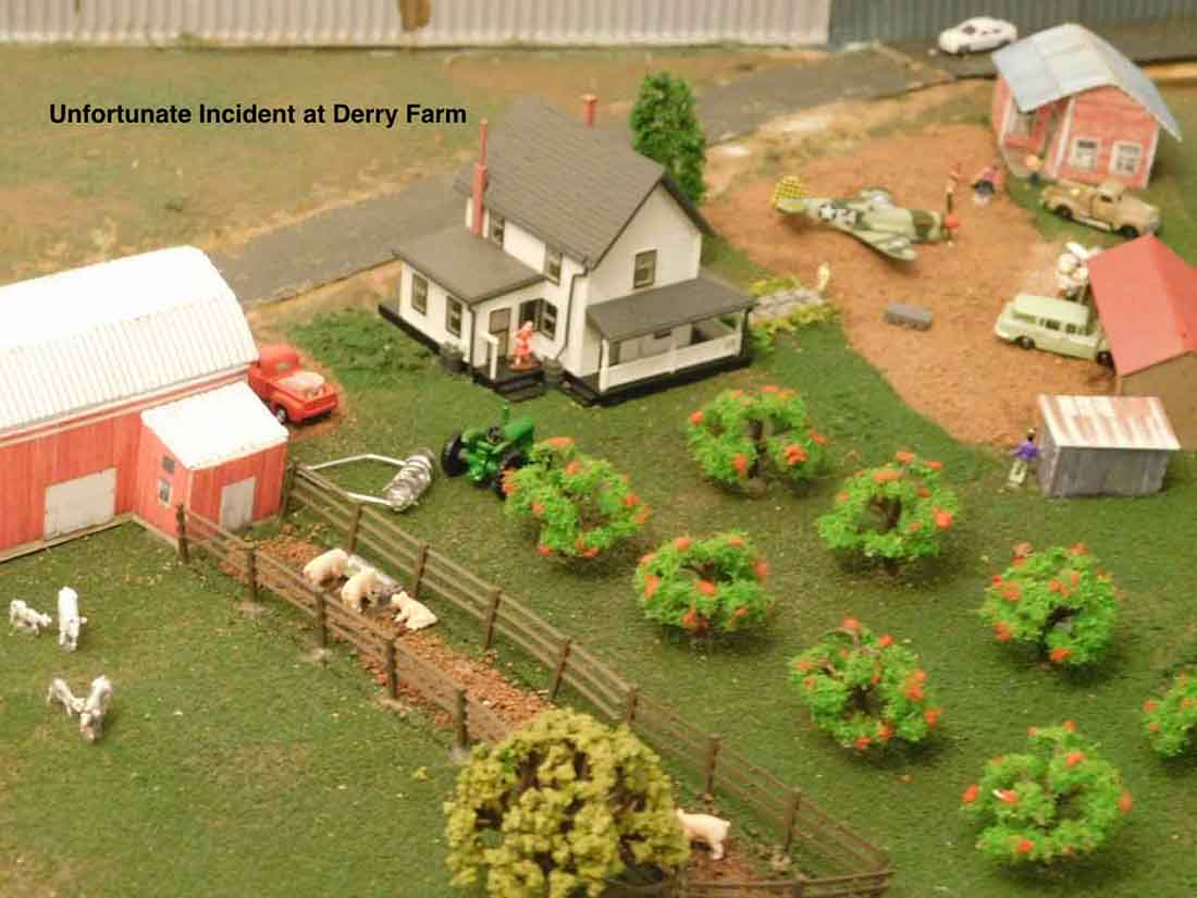 model train farm orchard