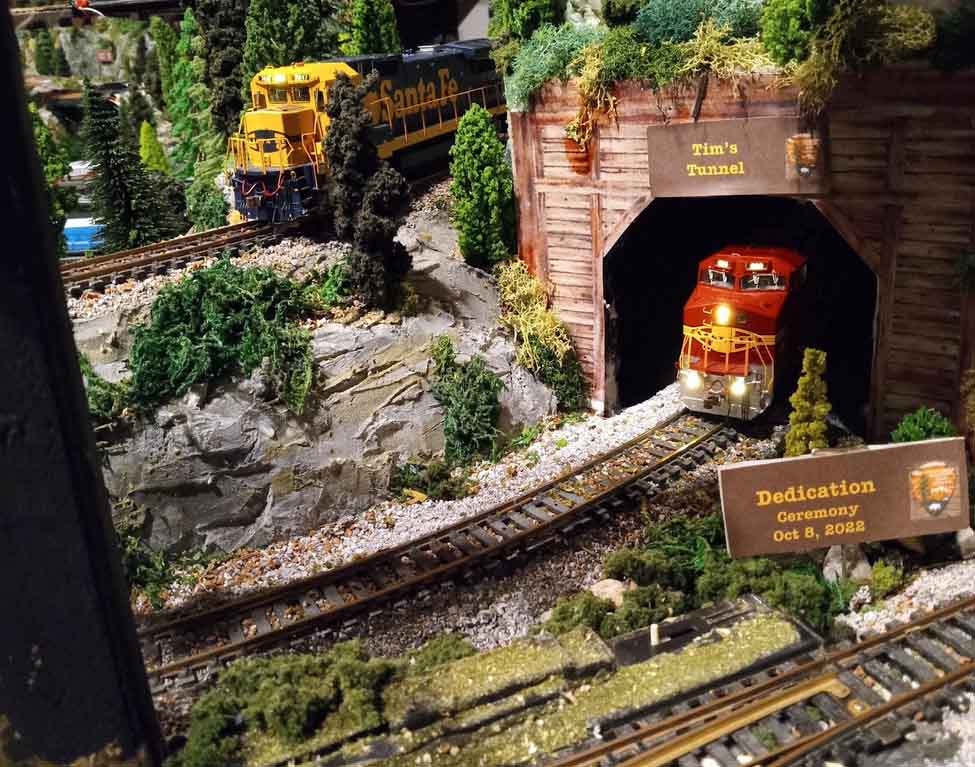 national park model train wooden train tunnel