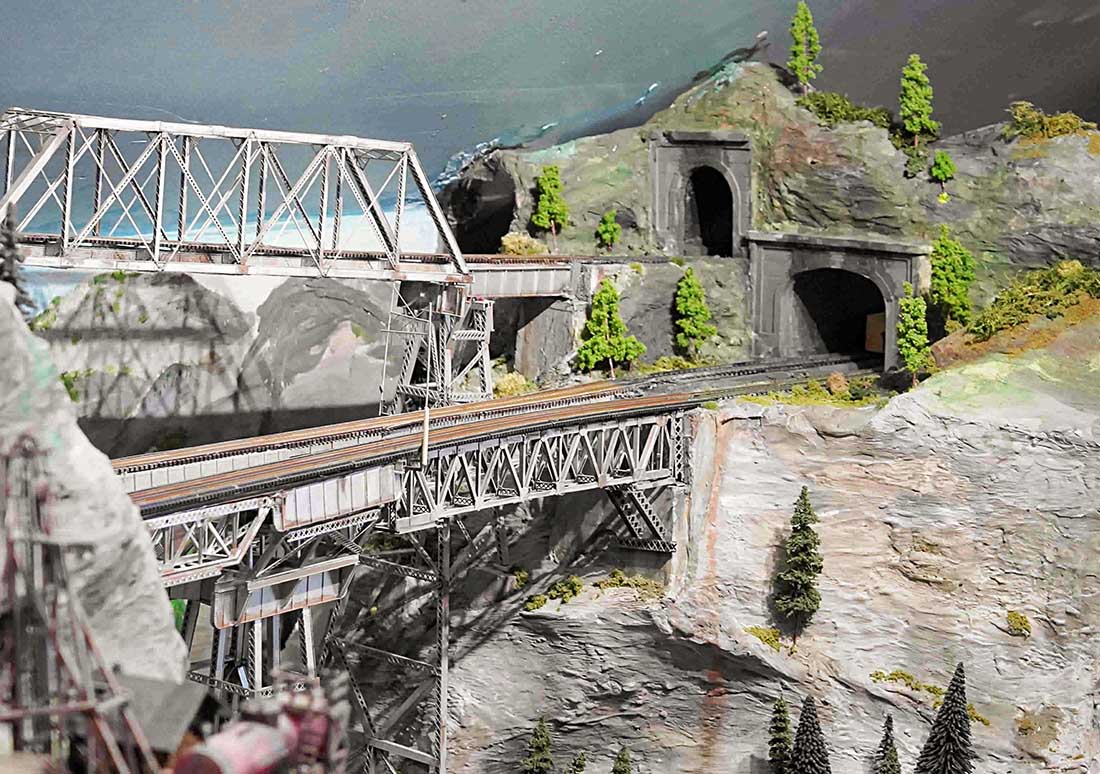 bridge to model railroad quarry
