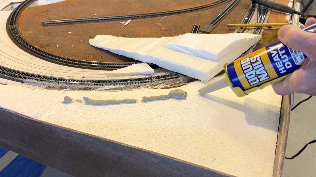 gluing polystyrene for model railroad scenery