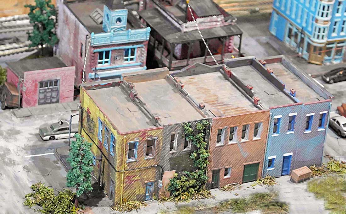 model train old weathered building