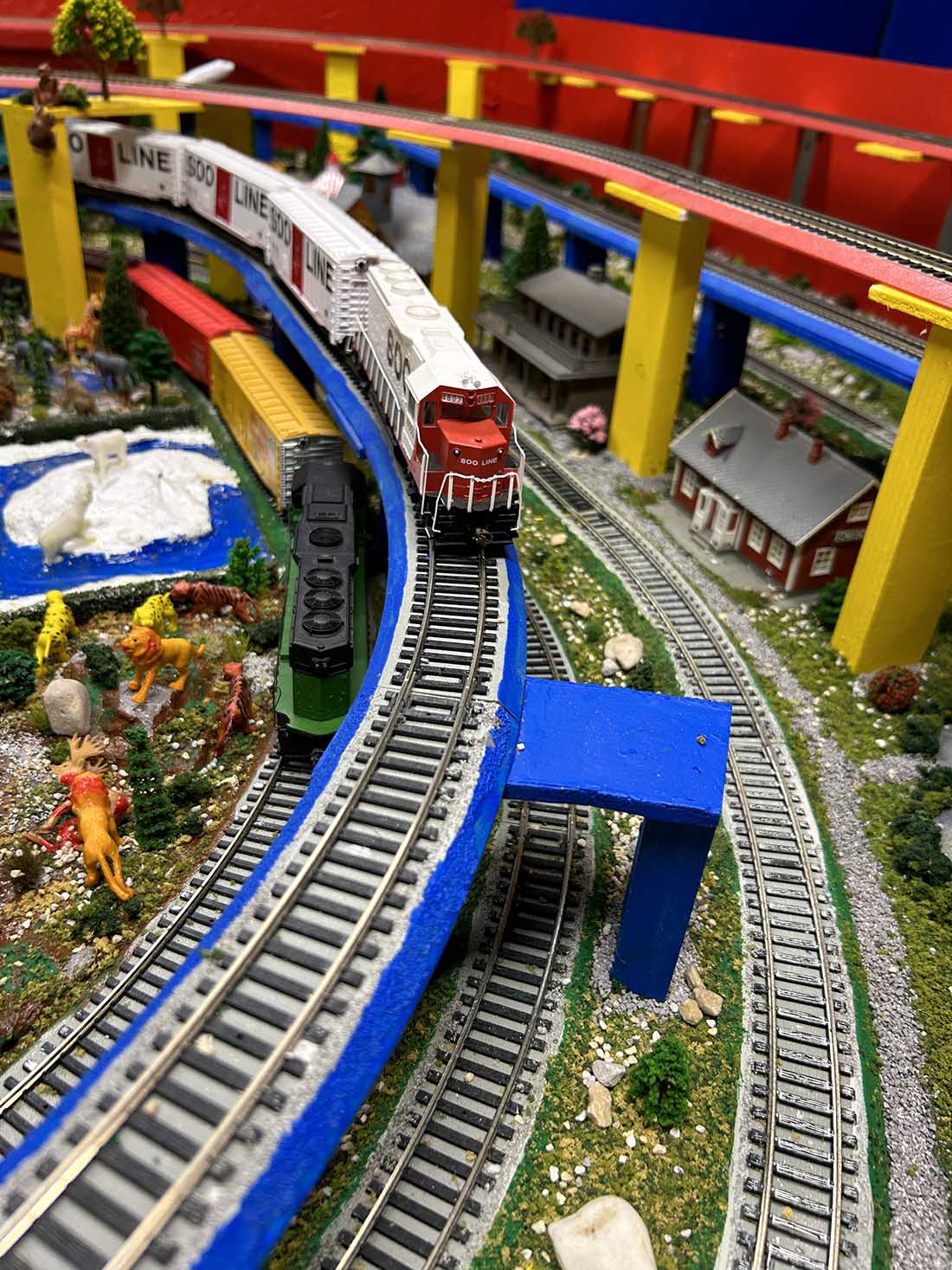 Elevated model train track