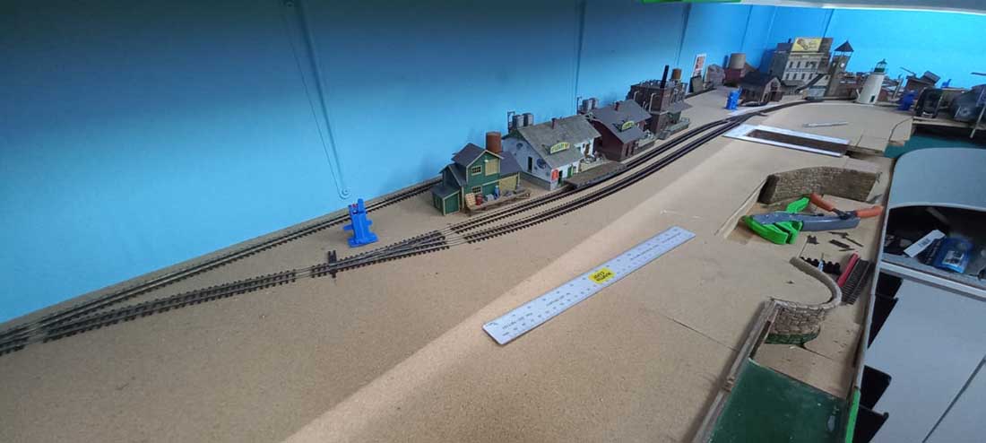 model railroad laying track