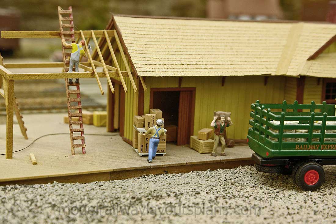 HO model railroad mountain town