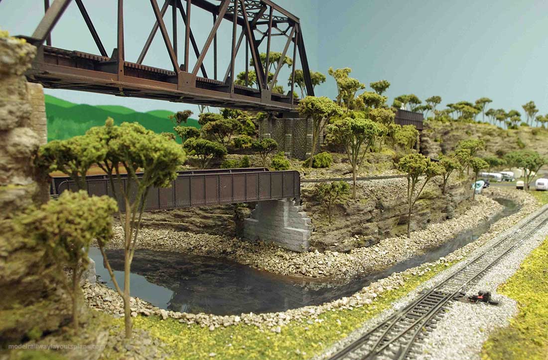 model railroad bridge river