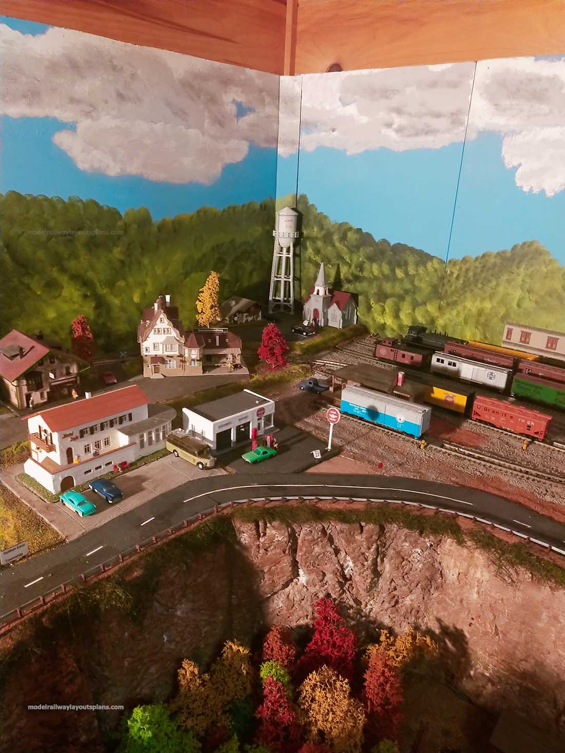 model railroad corner track freight yard