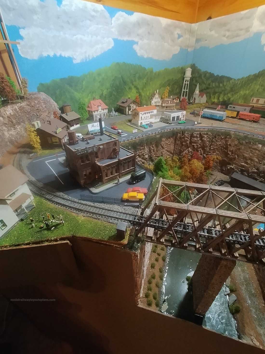 model train trestle bridge and track curve