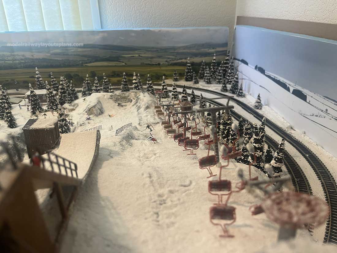 model railway snow chair lift