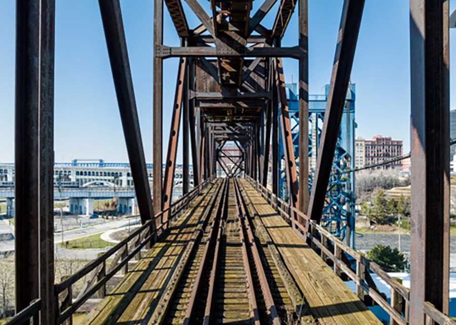 railroad bridge with Guard Timbers