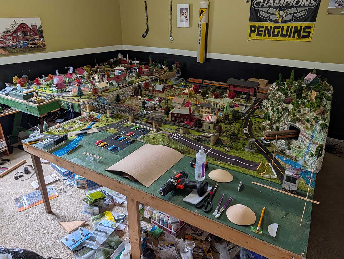 model railroad overhead view