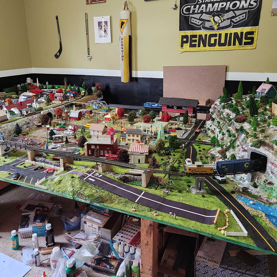 model railroad overhead view
